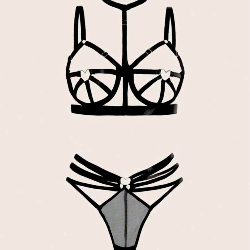 Sexy Heart Caged Lingerie Set - MEDIUM